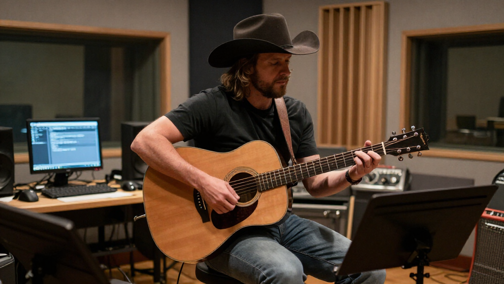 Morgan Wallen in a Nashville recording studio