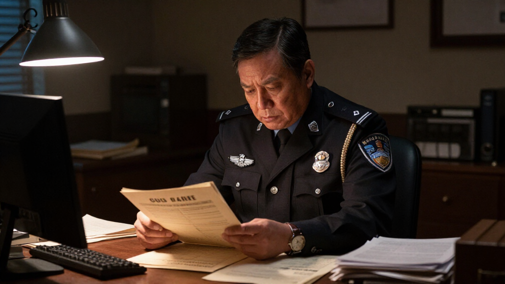 A retired detective reviewing cold case files — inspired by De Niro's role in The Whisper Man (2026)