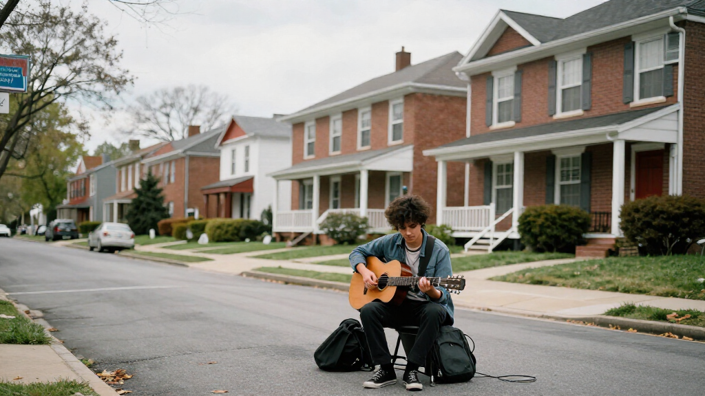 Virginia suburbs Washington DC area neighborhood american small city street scene young musician roots