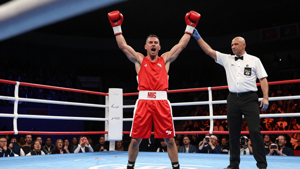 Teofimo Lopez celebrating victory