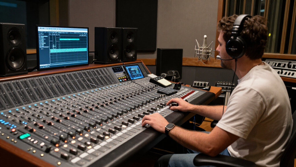 Thomas Rhett in Nashville recording studio during songwriting session