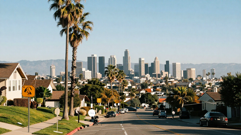 Los Angeles California cityscape Ladera Heights suburb palm trees neighborhood creative artist origin