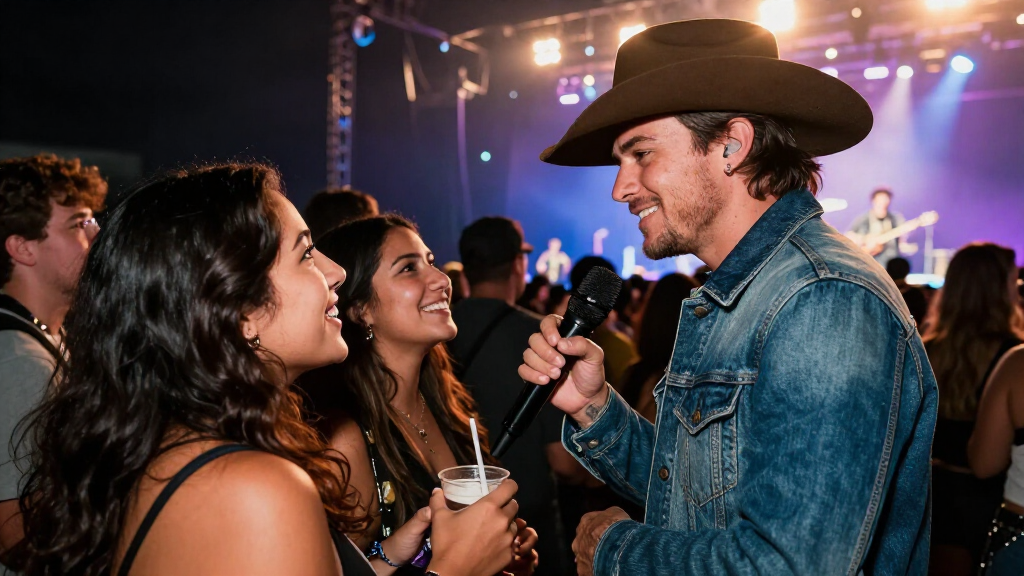 Zach Bryan with fans outside concert venue, genuine interaction