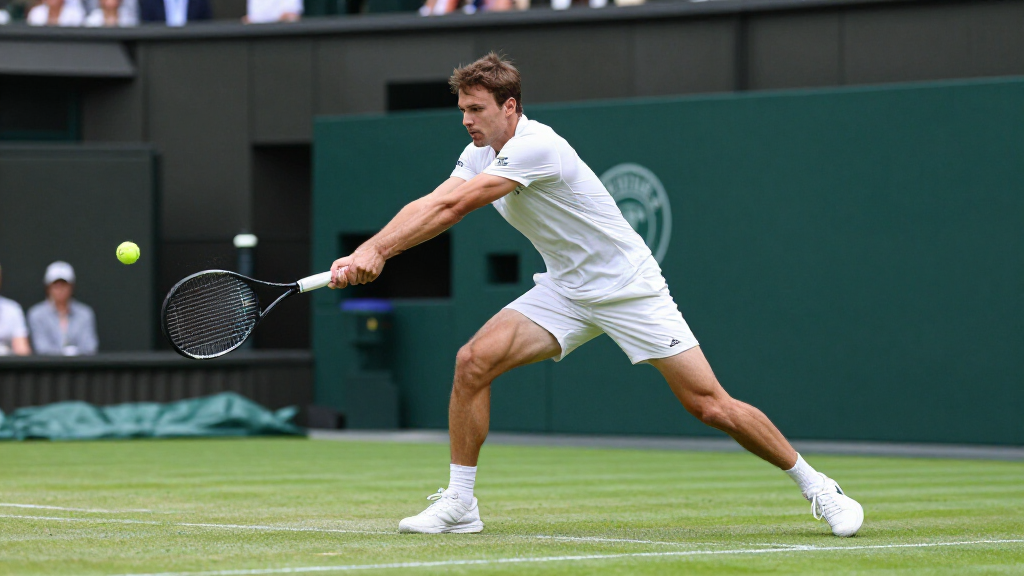 Carlos Alcaraz competing on the grass courts at Wimbledon