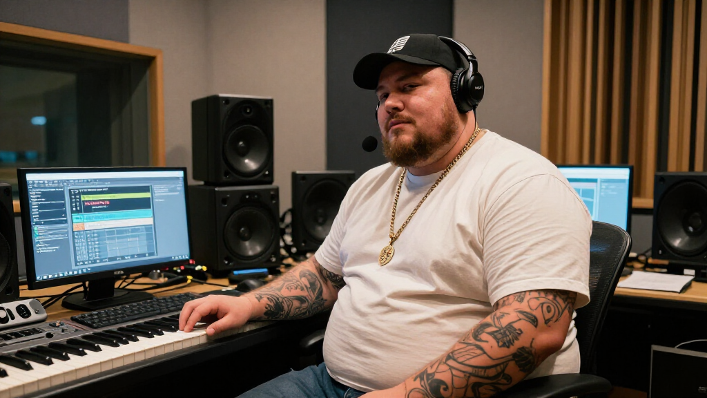 Jelly Roll in a recording studio