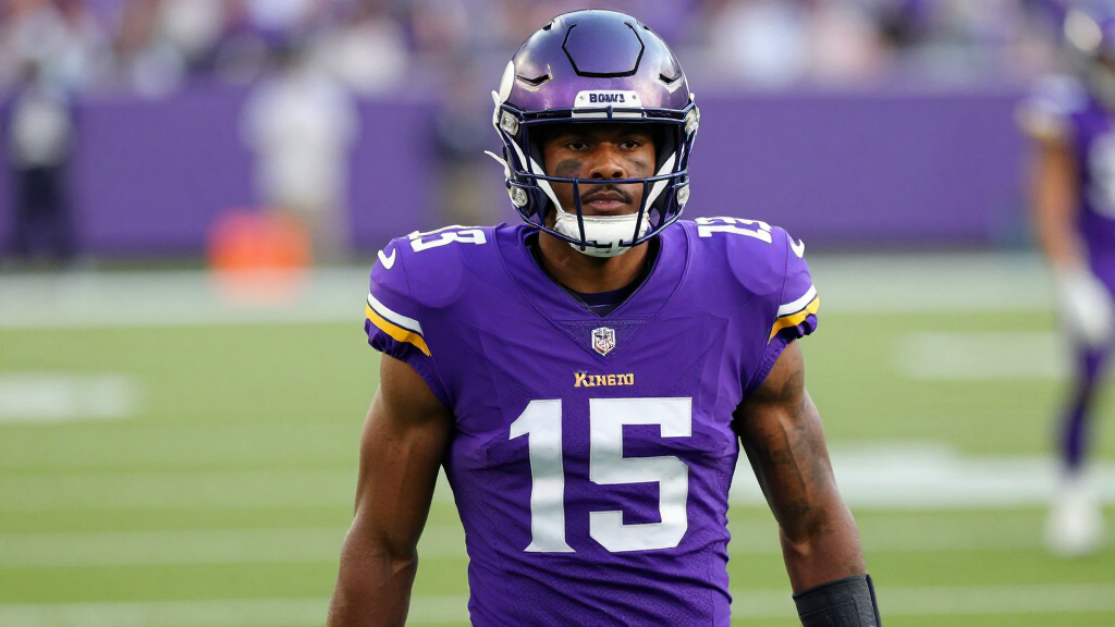 Justin Jefferson portrait in Minnesota Vikings uniform