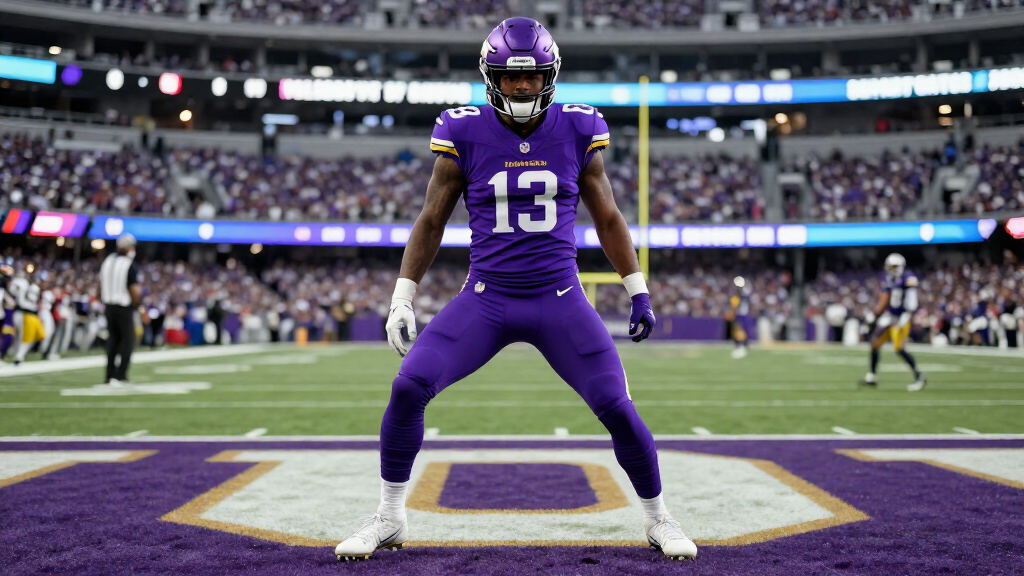 Justin Jefferson performing the Griddy celebration in Vikings purple