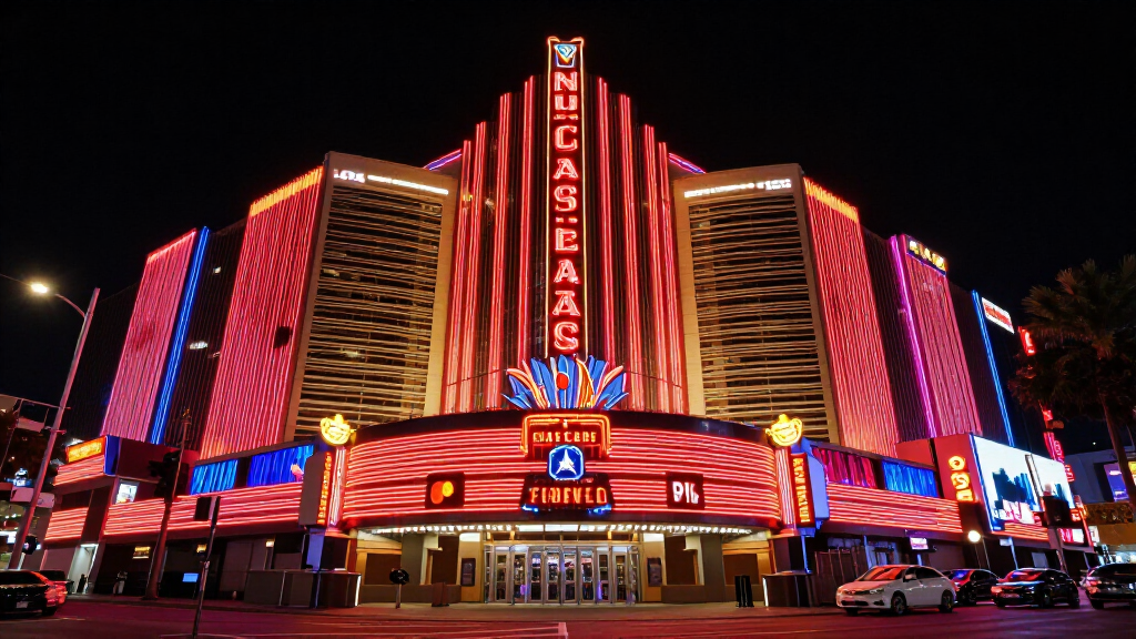Las Vegas entertainment venue with spectacular neon lights