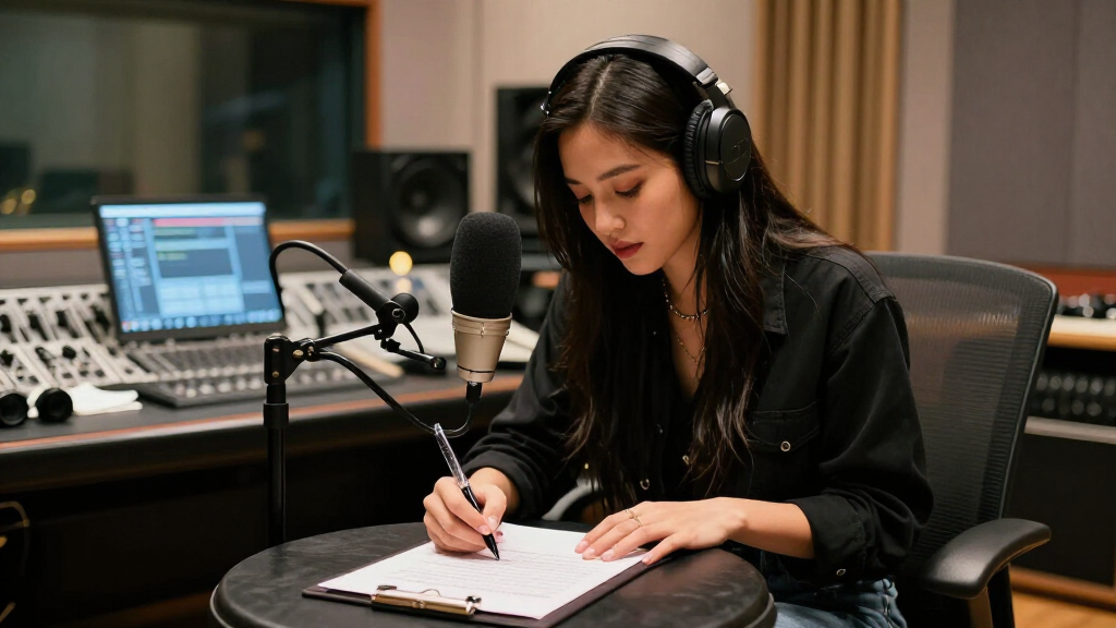 Music recording studio and record deal signing