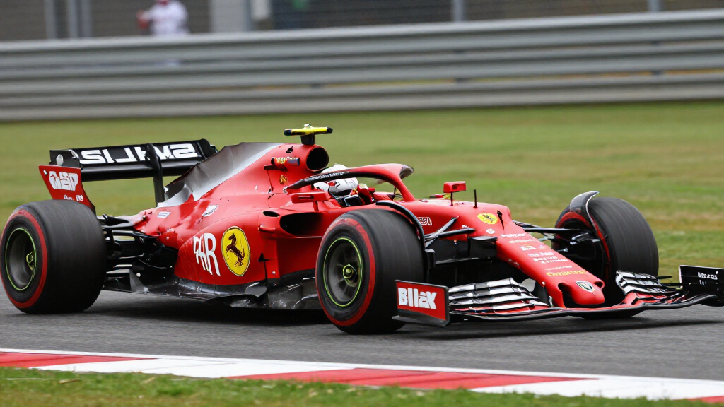 Lewis Hamilton in Ferrari Formula 1 car on track