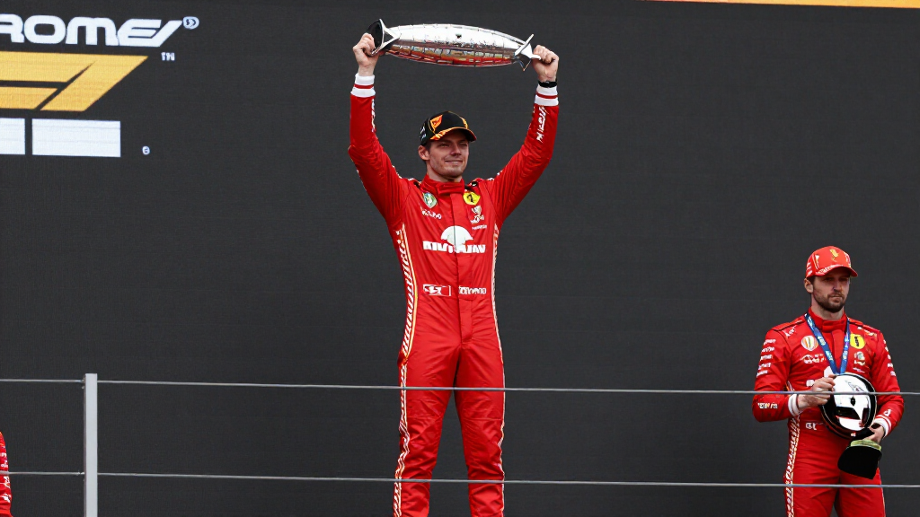 Max Verstappen F1 champion celebrating on podium