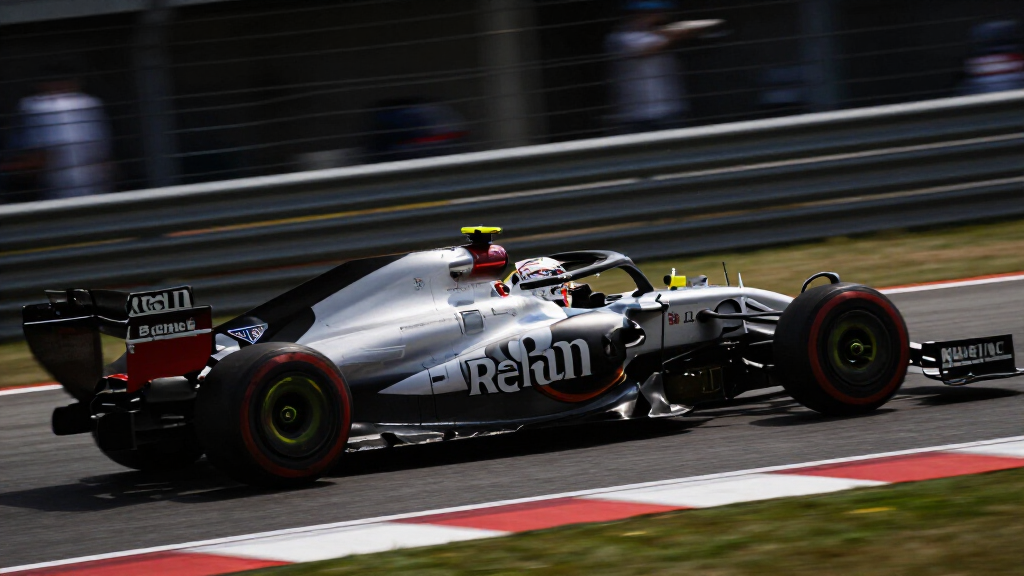 Formula 1 race car at speed on track