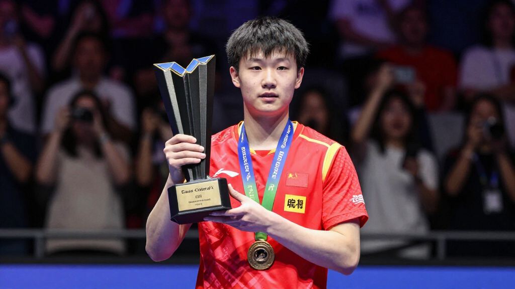 Championship victory ceremony with trophy and crowd