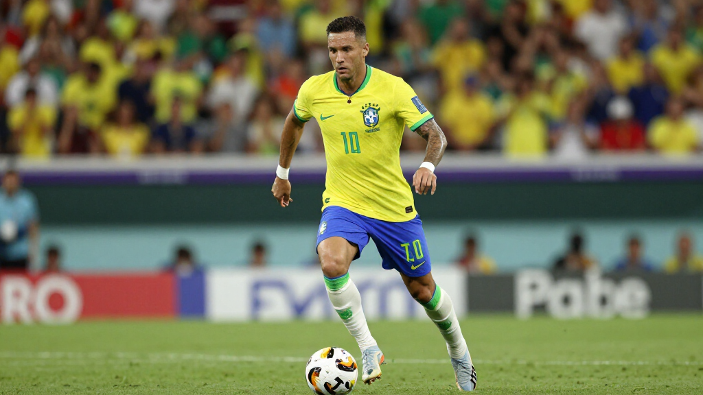 Neymar dribbling in the yellow Brazil national team jersey