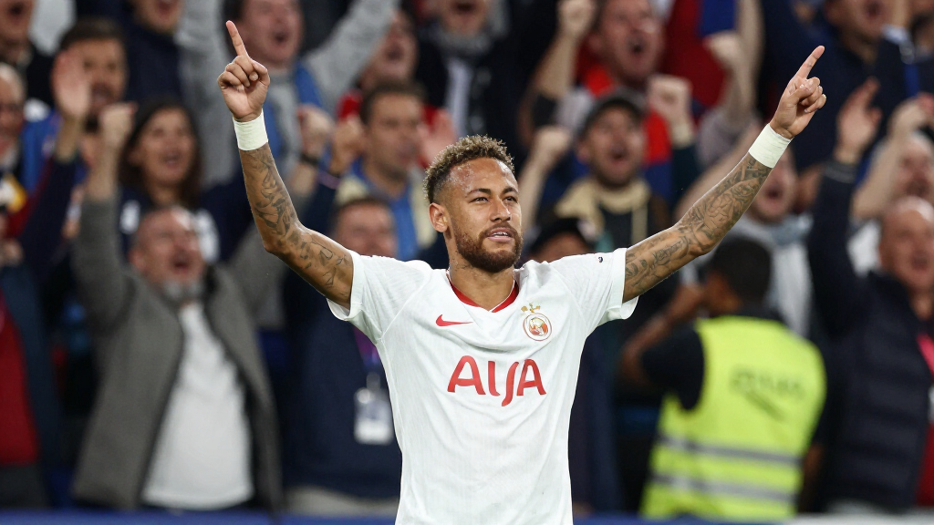 Neymar celebrating after scoring a goal