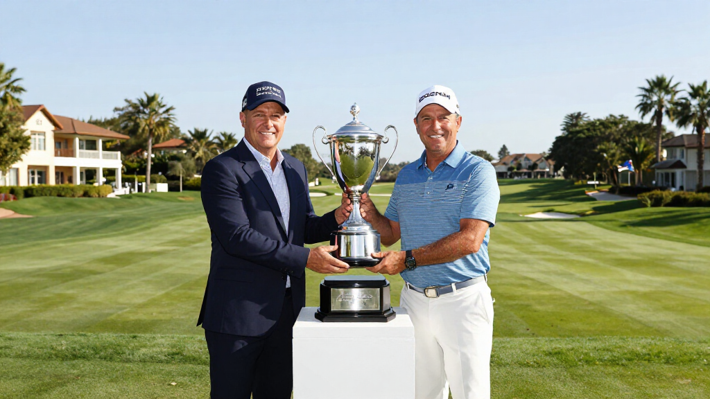 Golf major championship trophy presentation ceremony