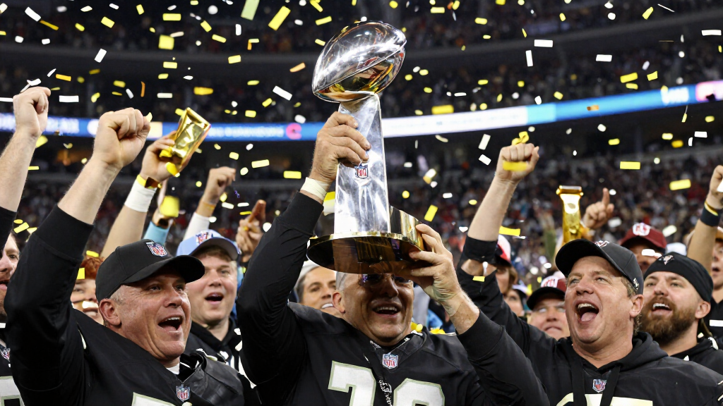 Super Bowl champion raising trophy NFL champions