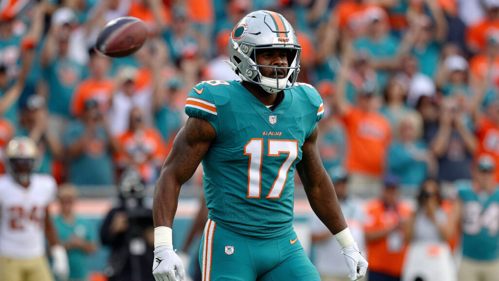 Tyreek Hill celebrating a big play for the Miami Dolphins