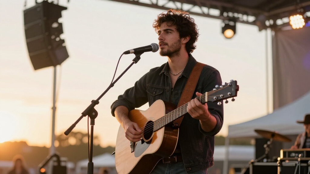 Zach Bryan performing live at an outdoor festival