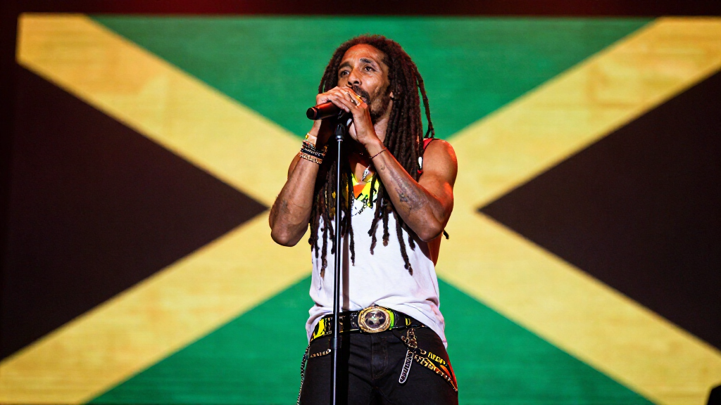Bob Marley performing on stage