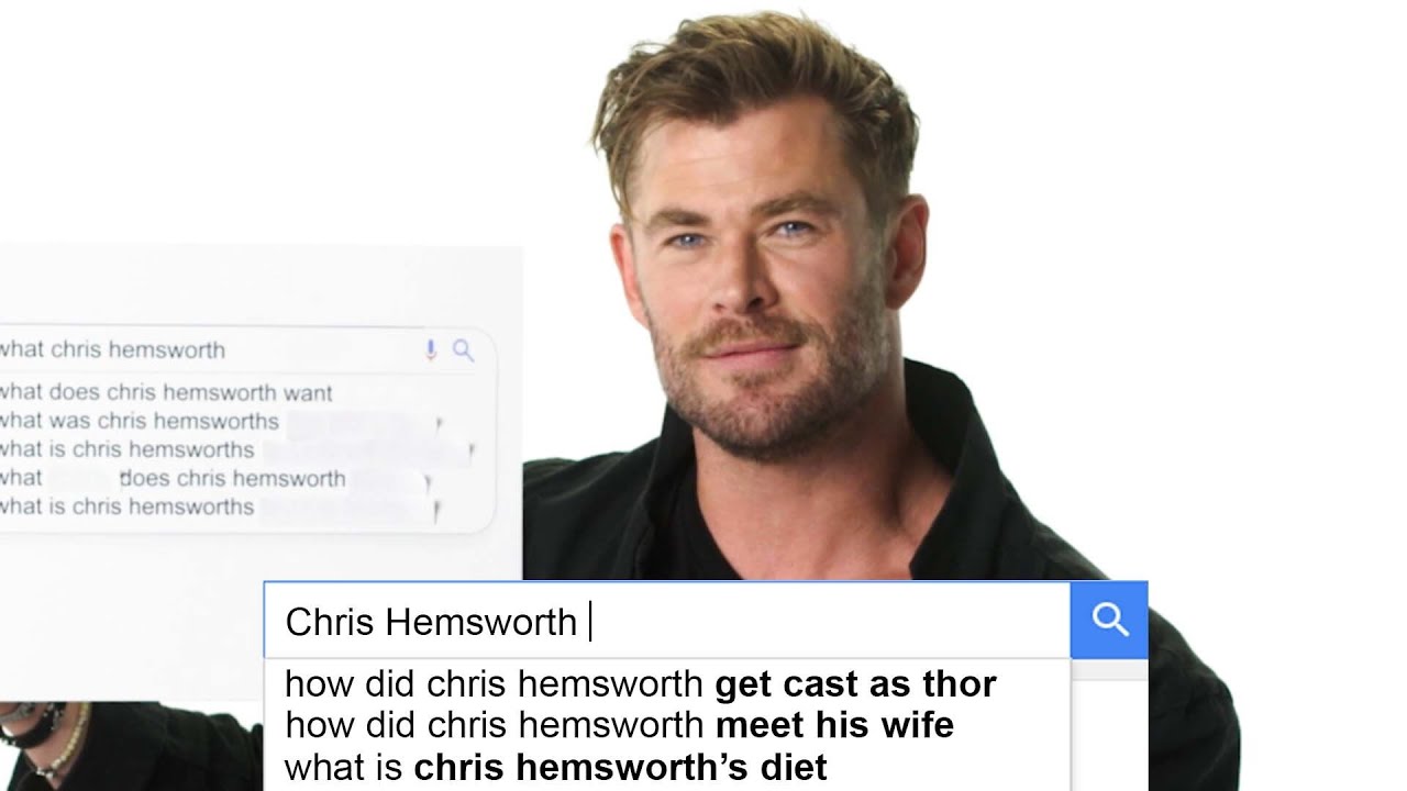 Chris Hemsworth answering fan questions in Wired autocomplete interview