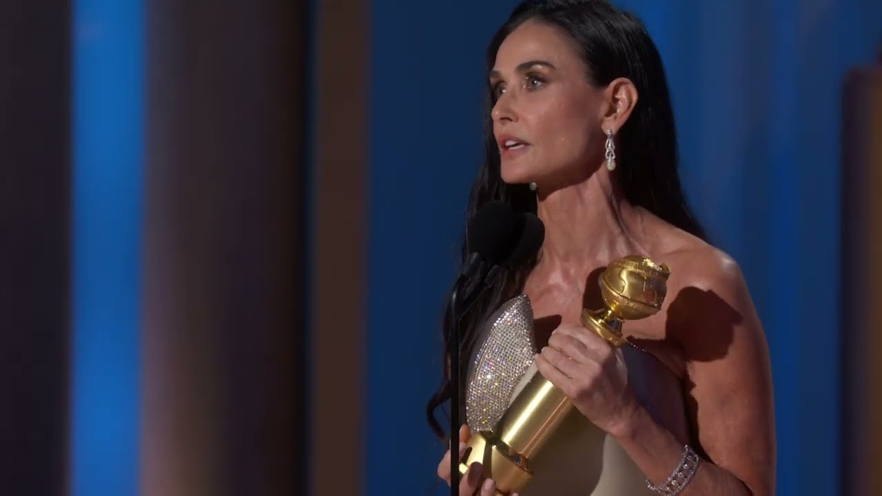 Demi Moore at the 82nd Golden Globe Awards 2025 winning Best Actress