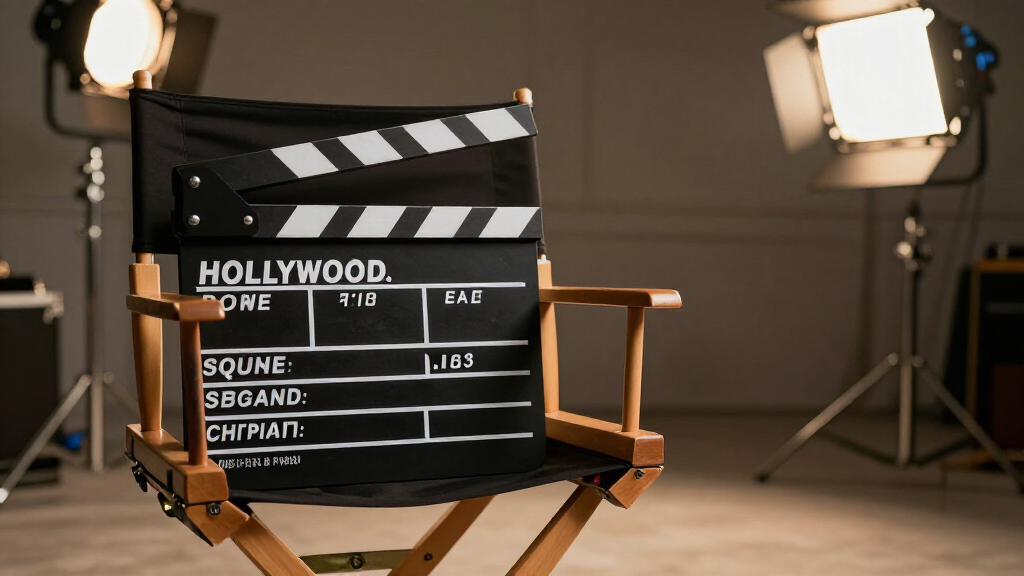 Hollywood movie production set representing Denzel Washington's prolific film career