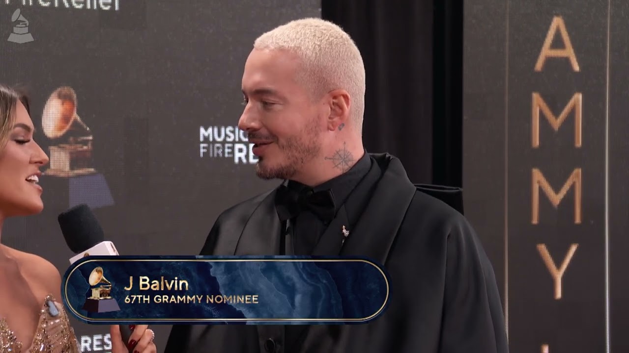 J Balvin at the Grammy Awards red carpet