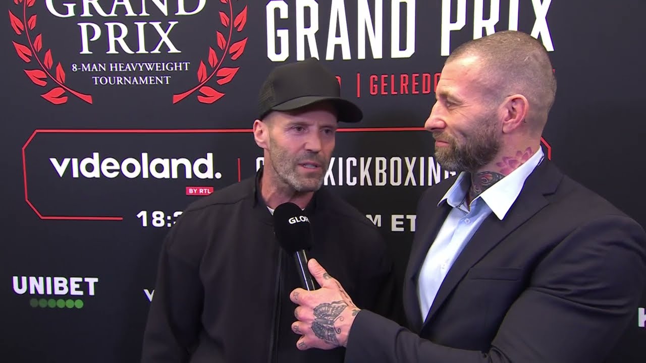 Jason Statham at GLORY Kickboxing Grand Prix demonstrating real martial arts background