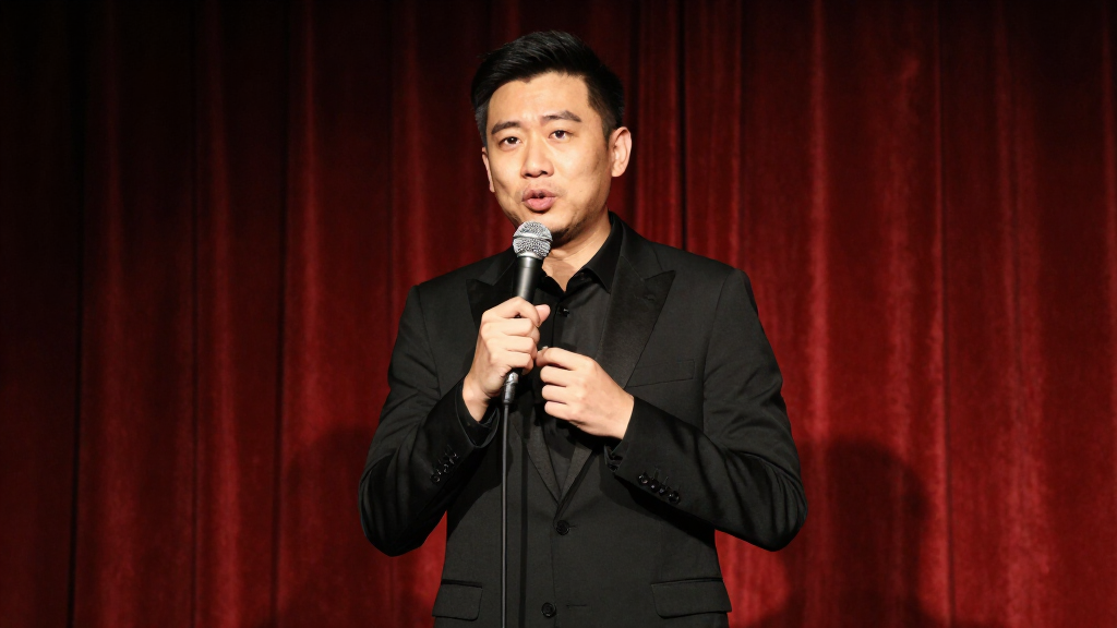 John Mulaney performing stand-up comedy on stage