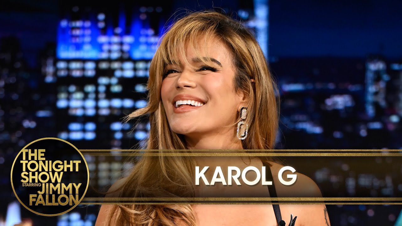 Karol G teaching Jimmy Fallon to dance to Tropicoqueta on The Tonight Show