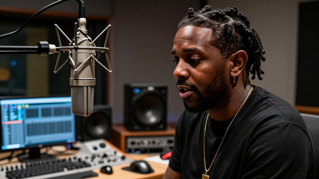 Kendrick Lamar in the recording studio