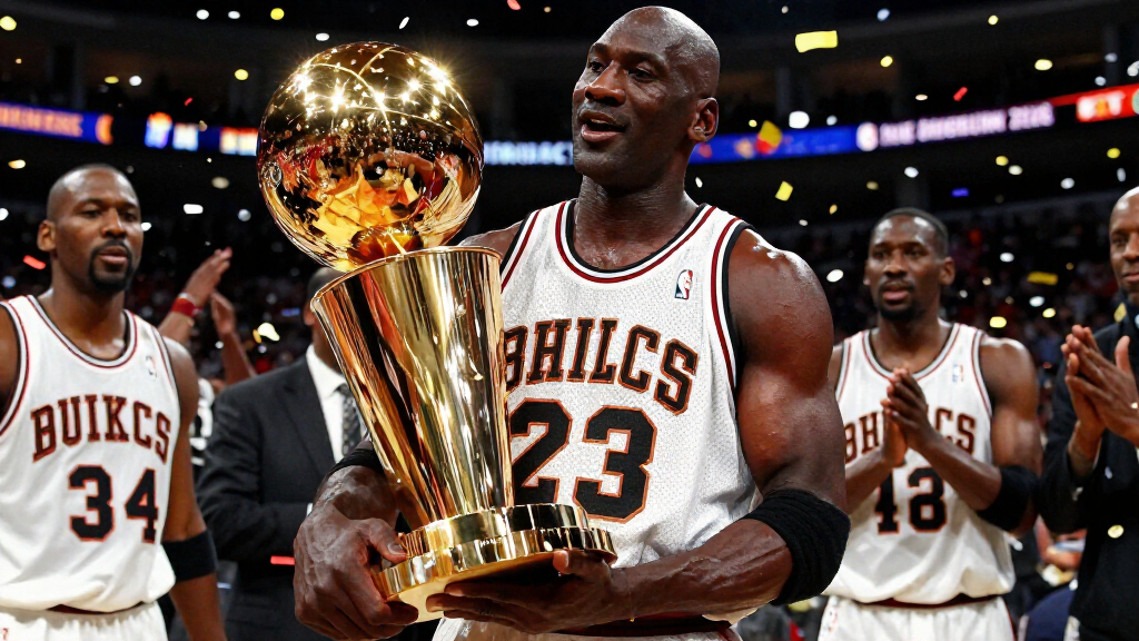 Michael Jordan celebrating NBA championship