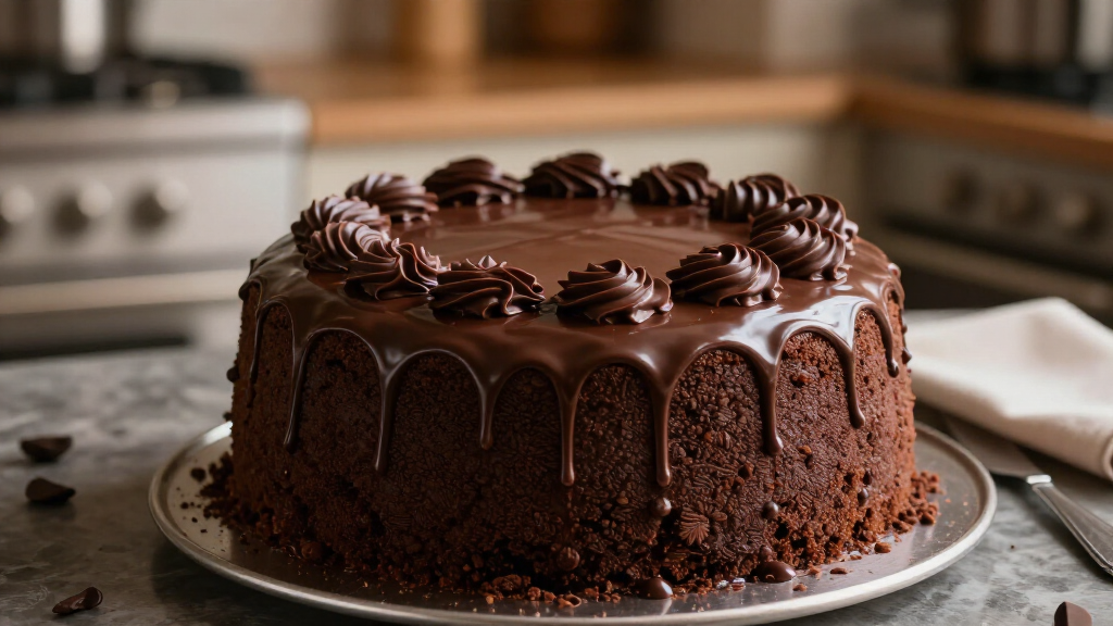 Nigella Lawson preparing chocolate dessert