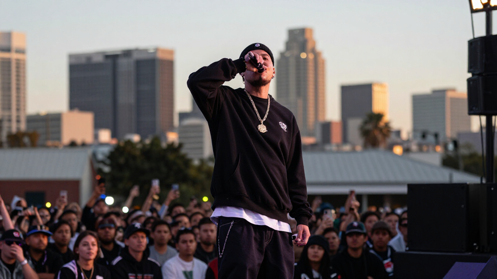 West Coast hip-hop rapper on stage Los Angeles