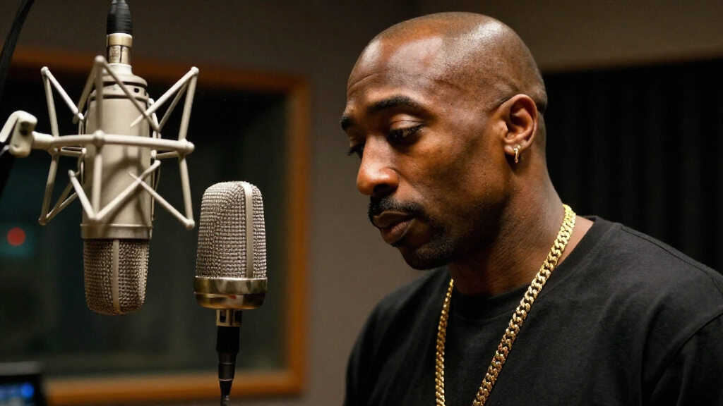 Tupac Shakur in recording studio